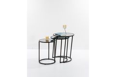 Ci̇rcles Bijzettafel-Set, Zwart, Gerookte Spiegel