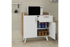 Agata Kitchen Cabinet, White & Light Wood