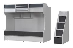 Scotia Stapelbed met Onderbed, 90x190 cm, Antraciet