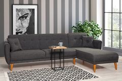 Aria Corner Sofa Bed, Charcoal