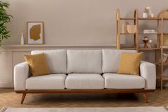 Natur 3-Zitsbank, Creme (Kleurkeuze Stof In Showroom)