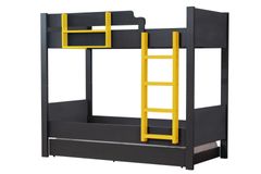 Asien Stapelbed met Onderbed, 90x190 cm, Antraciet en Geel