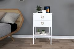 Roze Nachtkastje met 2 Lades, Wit