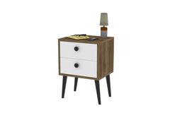 Festa Nachtkastje met 2 Lades, Walnoothout & Wit