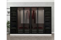 Medway Tideway Kledingkast met 6 Deuren en 4 Lades, 190 cm, Wit en Zwart