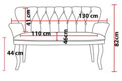 Armens 2-Sitzer Sofa mit Braunen Beinen, Rauchgrau