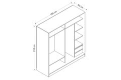 Panna Kledingkast met Schuifdeuren, Walnoot en Antraciet