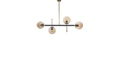 Optical 4-Light Amber Glass Linear Bar Pendant