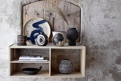 Warm Design Porter Terracotta Vaas 12 cm, Zwart en Wit