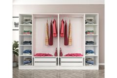 Medway Kledingkast met 6 Deuren, 4 Lades en Spiegel, Wit