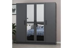 Medway Tideway Kledingkast met 4 Deuren, 2 Lades en Spiegel, 190 cm Antraciet