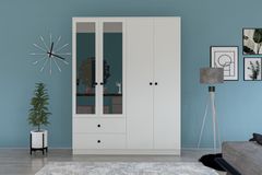 Metalia Novado Kledingkast met 4 Deuren, 2 Lades en Spiegel