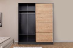 Panna Kledingkast met Schuifdeuren, Walnoot en Antraciet