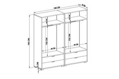 Manorala Kledingkast met 4 Deuren & 4 Lades, Wit