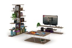 Rafevi Bookcase, Dark Wood & Chrome