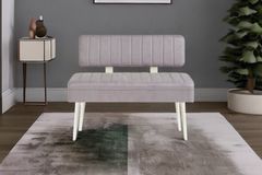 Vina Opbergbank Gestoffeerd, Wit & Lichtgrijs