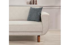 Larus 3-Zitsbank, Creme, Walnoot Poten