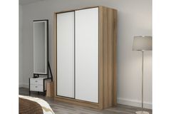 Medway Tideway Kledingkast met Schuifdeuren, 210 cm, Wit en Walnoot