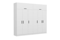 Medway Kledingkast met 6 Deuren, 4 Lades en Bovenkast, Wit