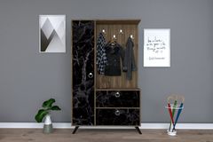 Twist Kledingkast met 3 Deuren en Rekken, Walnoot