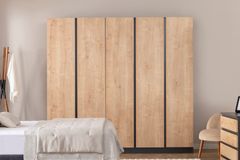 Panna Soft Kledingkast met 5 Deuren, Walnoot en Antraciet