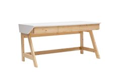 Tres Desk, White & Light Wood