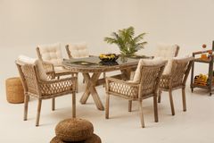 Pirus Rattan Tuinset, 6 Zits, Beige