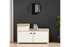 Elegante Schoenenkast, Wit en Eik