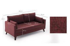 Bella Soft 3-Zitsbank, Wijnrood