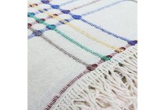 Triple Sofa Bed Throw, White & Multicolour lines