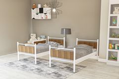 Star Stapelbed, 90x190cm, Wit en Walnoot