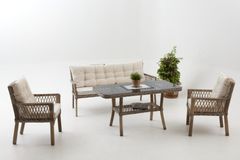 Pirus Rattan 3+1+1 Tuinloungeset, Beige