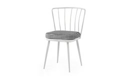 Mond Stoel met Pied-De-Poule Patroon, Wit