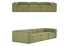 Frid Ruffelfluwelen 3-Zitsbank, Oliegroen