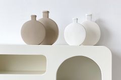 Double Matery Ceramic Vase Set, Beige