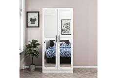 Minar Kale Kettingkast, Met 2 Deuren En Spiegel, Wit, 210 Cm