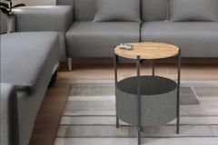 Mercia Side Table with Magazine Rack, Light Wood & Black