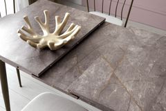 Moon Table And Chair Bench Set, Creme Goud, 120X70