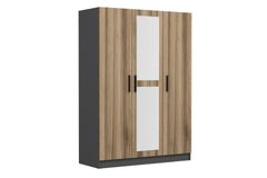 Medway Tideway Kledingkast met 3 Deuren, 2 Lades en Spiegel, 190 cm, Antraciet en Walnoot