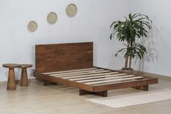 Luna Patna Houten Bedframe, 100x200 cm, Walnoot