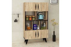 Castor Kitchen Cabinet, Light Wood