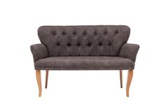 Armens 2-Sitzer Sofa mit Braunen Beinen, Rauchgrau