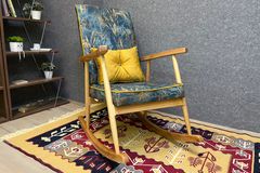 Asedia Trend Ocean Schommelstoel, Blauw & Natuurlijke Kleur