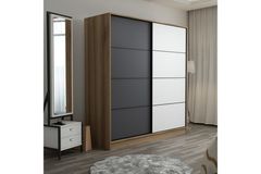 Medway Kledingkast met Schuifdeuren, 180 cm, Antraciet en Wit