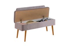 Vina Opbergbank Gestoffeerd, Pijnboom & Lichtgrijs