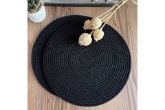 Jappe Zesdelige Rieten Onderbord, Zwart