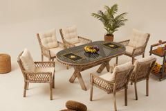 Pirus Rattan Tuinset, 6 Zits, Beige