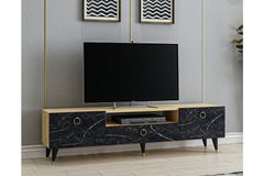 Cavelli TV Unit, 150 cm, Oak & Black