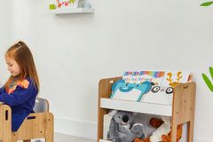 Adam Children's Montessori Books & Toys Storage, Light Wood & White