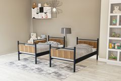 Star Stapelbed, 90x190cm, Zwart en Walnoot